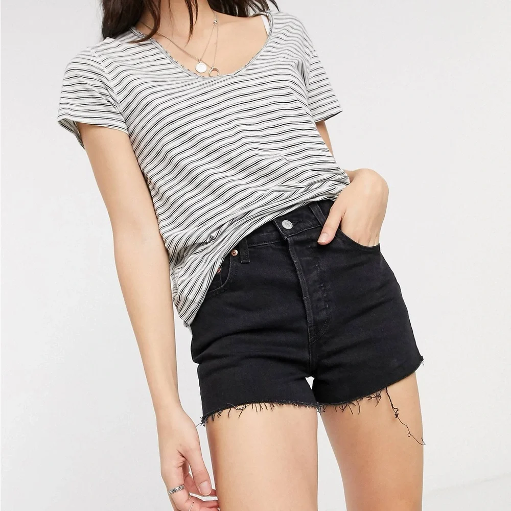 New Levi's Ribcage denim Cutoff Jean Shorts - Picture 7 of 11